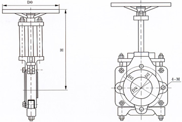 ZT9928手動漿料閘閥結(jié)構(gòu)示意圖