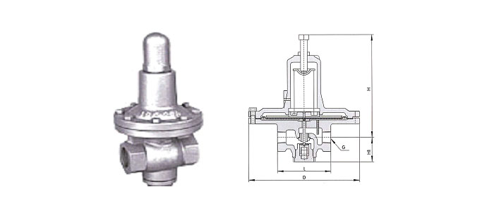 Ya11X型特大薄膜型高靈敏度水減壓閥結構示意圖 Ya11X型特大薄膜型高靈敏度水減壓閥結構示意圖