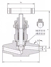 J61焊接式針型閥結構示意圖 J61焊接式針型閥結構示意圖