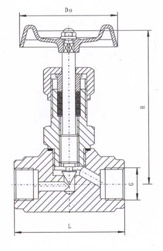 J13H內(nèi)螺紋針型閥結(jié)構(gòu)示意圖 J13H內(nèi)螺紋針型閥結(jié)構(gòu)示意圖