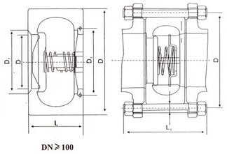 H71單瓣對(duì)夾升降式止回閥結(jié)構(gòu)示意圖